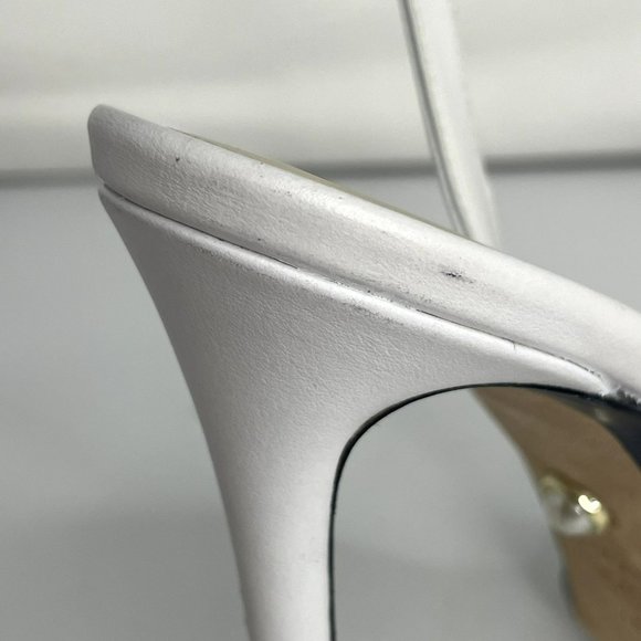 ALEVI Milano White Leather Mesh Slingback Stiletto Heels - IT 38.5, US 8.5 - Picture 10 of 12